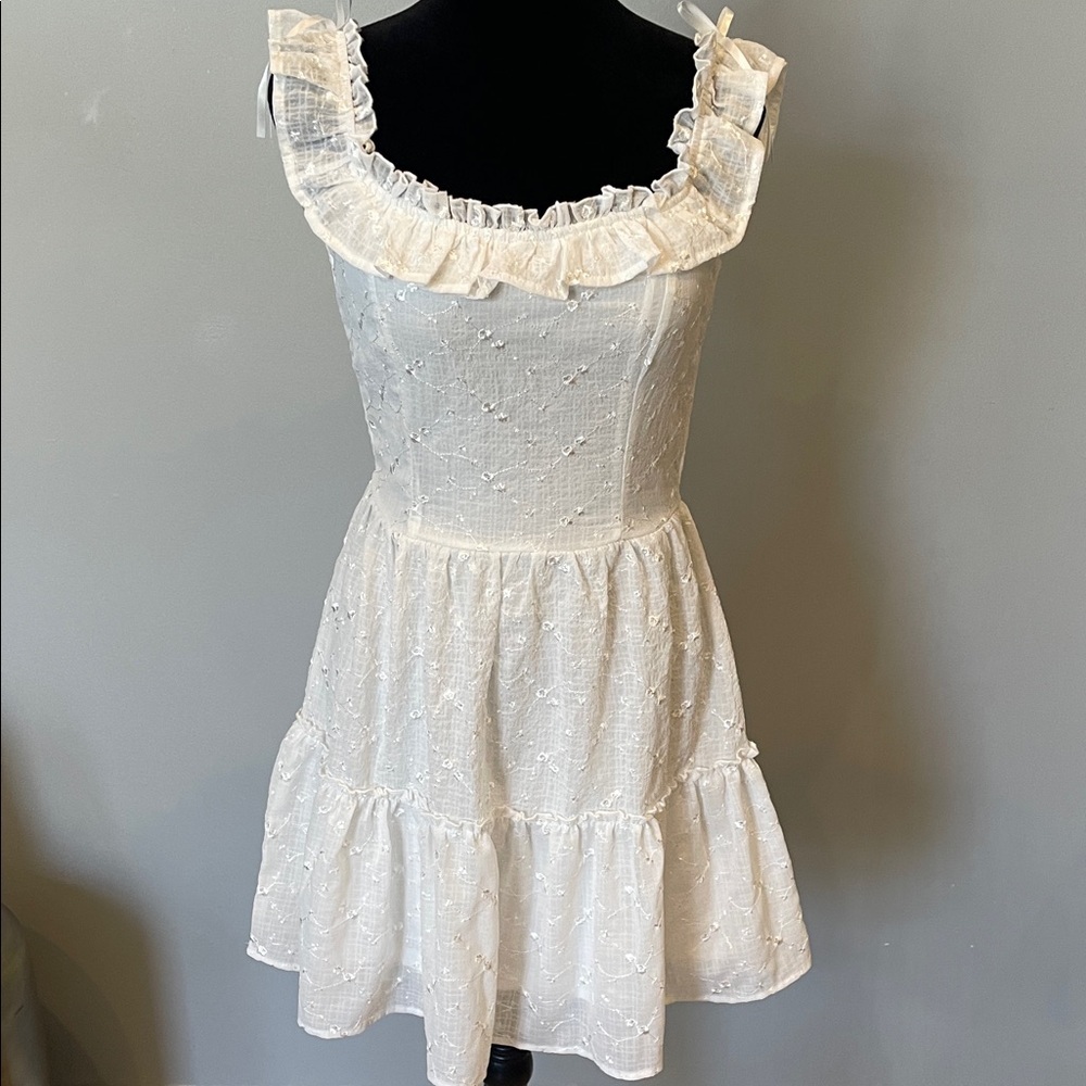 White Ruffled Eyelet Sundress - Women's Dress perfect summer dress